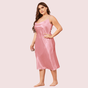 Solid Satin Slip Dress for 4XL 5XL Women - Purely Femme