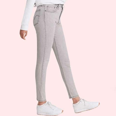 High Rise Skinny Jeans in Gray with Low Stretch - Purely Femme