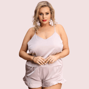 Comfortable Plus Size Cami Shorts Sleepwear Set - Purely Femme