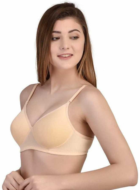 Women Beige Full Coverage Lightly Padded Bra - Purely Femme