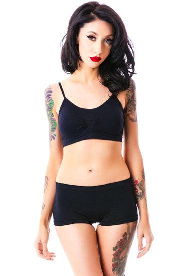 Sporty Spaghetti Strap Sports Bra Matching Boyshort - Purely Femme