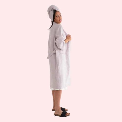 Elegance and Comfort in Premium Linen Robe - Purely Femme