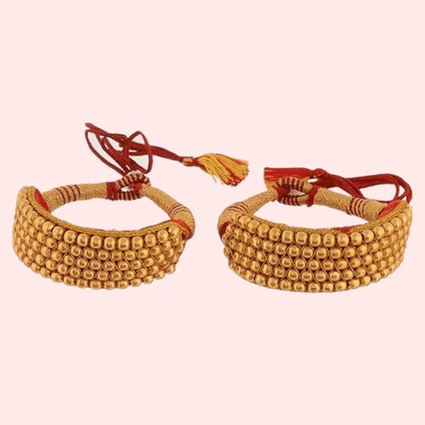 Gold Plated Kumauni Necklace with Pochi Set - Purely Femme