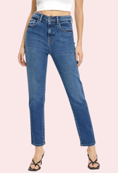 Women's High Rise Classic Slim Straight Denim Jeans - Purely Femme