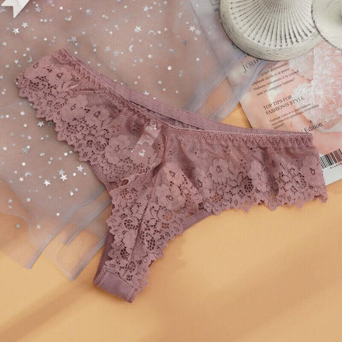 Pack (of 3) Women Floral Lace Thong Underwear - Purely Femme