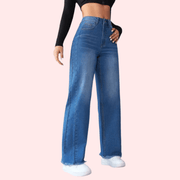 Wide-Leg Casual High-Waist Non-Elastic Jeans for Women - Purely Femme