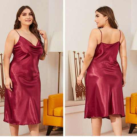 Classic Plus size Luxury Silky Satin Nightwear (4XL-5XL) - Purely Femme