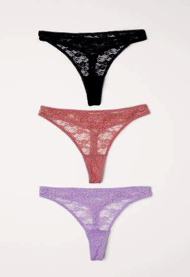 Pack Of 3 Ladies Sexy Sheer Tanga Thongs - Purely Femme